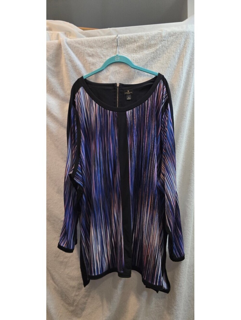 5X (30-32) Vintage Worthington purple blue striped long sleeve top
